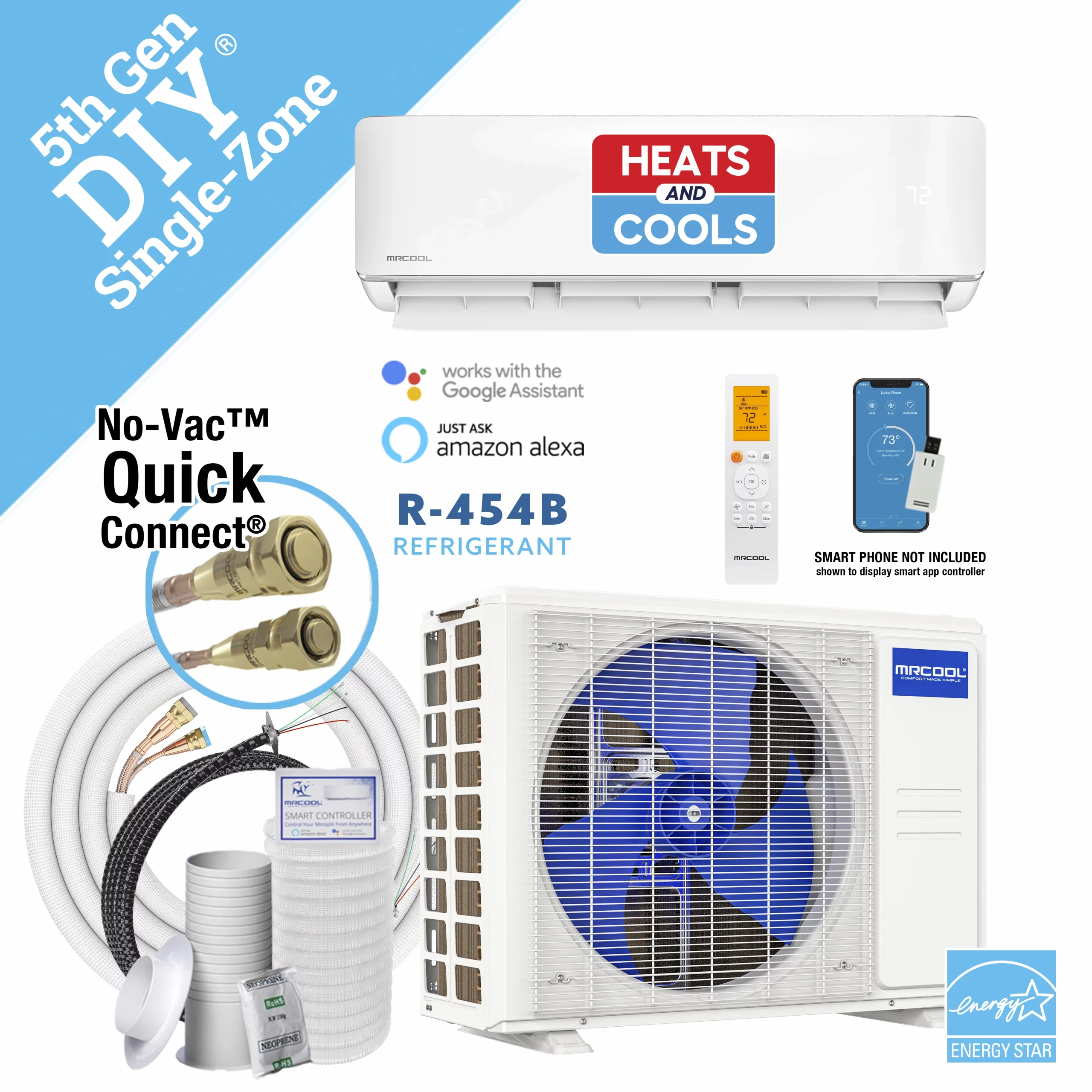 MRCOOL 9k DIY 5th Generation Mini-Split Air Handler & Condenser 115v 1 MRCOOL 9k DIY 5th Generation Mini‑Split 115V